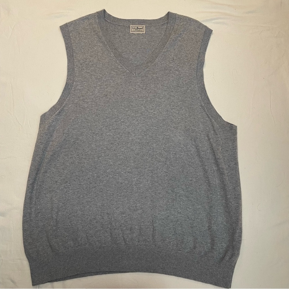 Vintage L.L. Bean Cotton/Cashmere Grey Sweater Vest XL